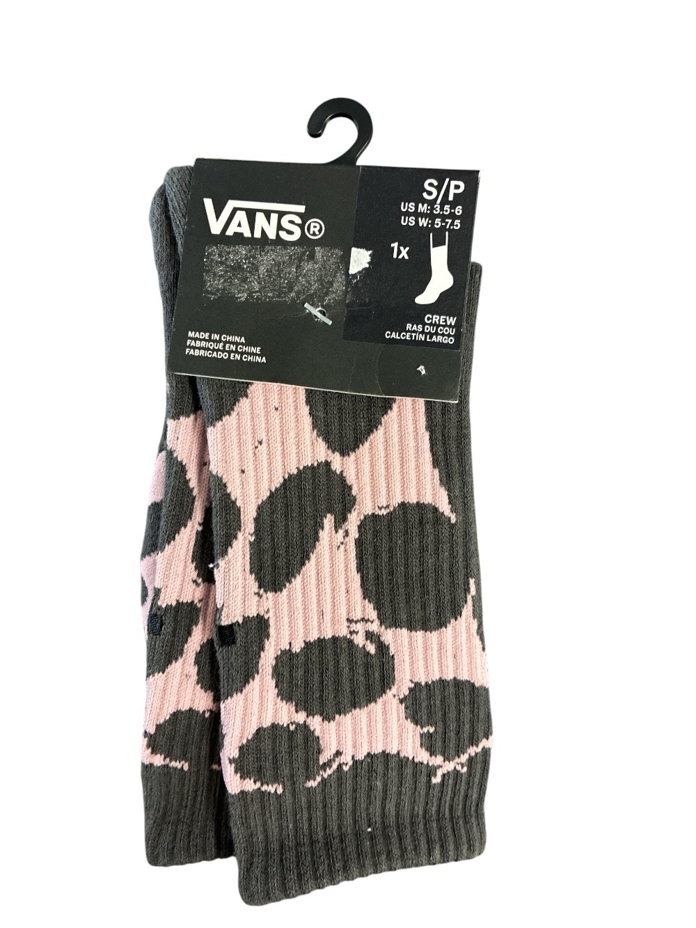 Vans Crew Socks — Pink & gray Polka Dot women’s 5-7.5 Small new